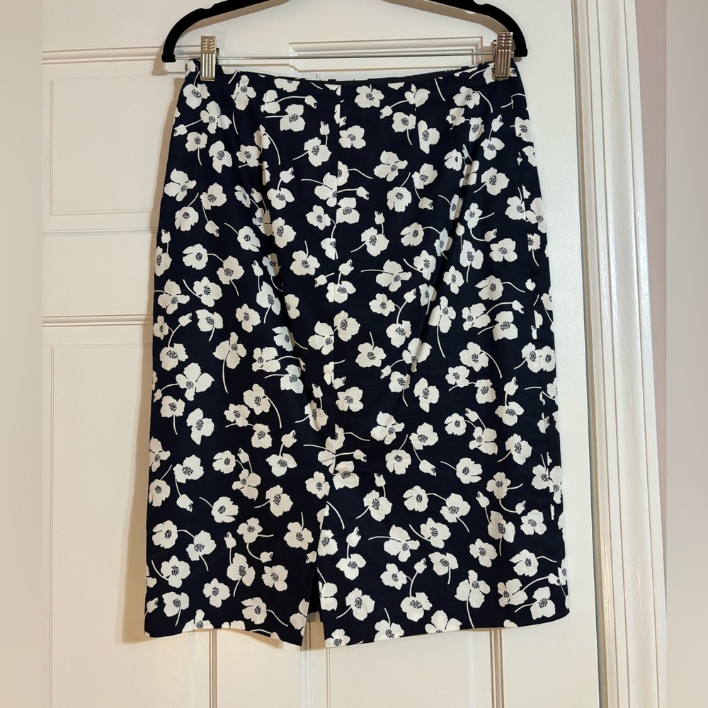 Lauren Ralph Lauren Pencil Skirt Womens Blue White Floral Print Size 4